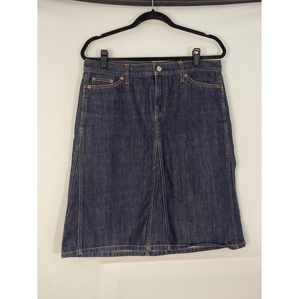VTG GAP Jeans‎ Dark Wash A-Line Denim Midi Skirt Women Size 10